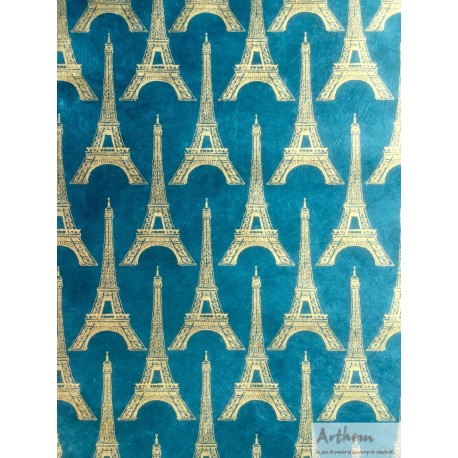 Tour Eiffel naturel sur bleu canard