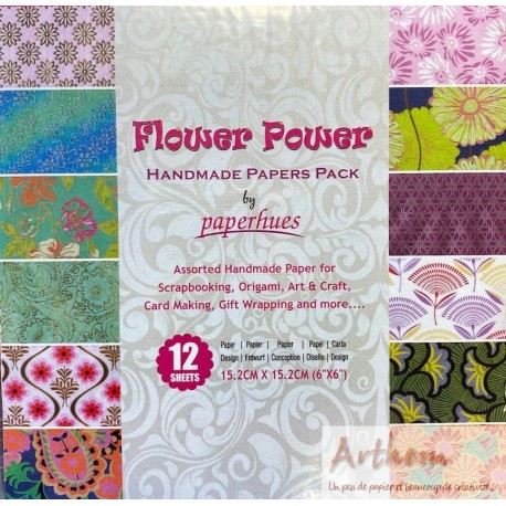 Pack Origami papiers imprimés indiens thème fleurs